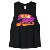 Miami Grand Prix 2022 Race Miami Gardens Retro Vintage Women's Racerback Cropped Tank