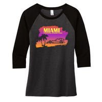 Miami Grand Prix 2022 Race Miami Gardens Retro Vintage Women's Tri-Blend 3/4-Sleeve Raglan Shirt