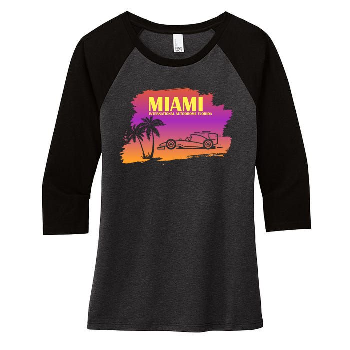 Miami Grand Prix 2022 Race Miami Gardens Retro Vintage Women's Tri-Blend 3/4-Sleeve Raglan Shirt