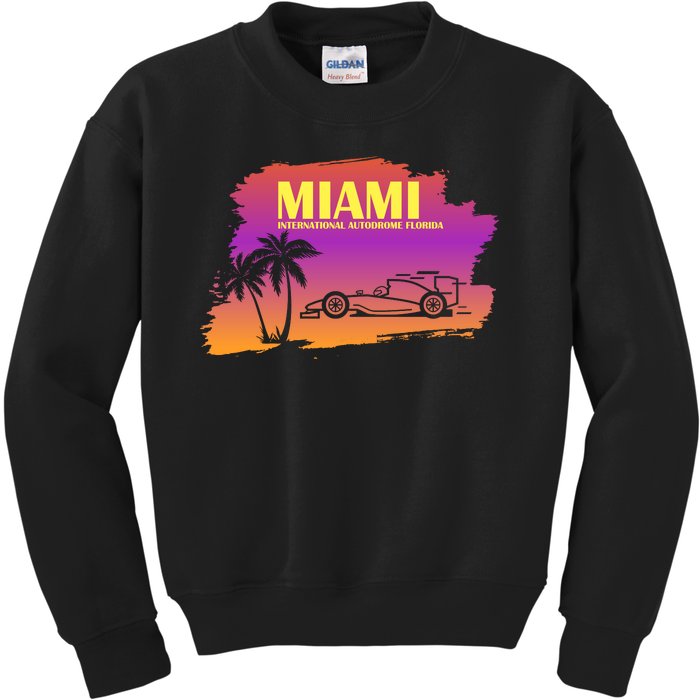 Miami Grand Prix 2022 Race Miami Gardens Retro Vintage Kids Sweatshirt