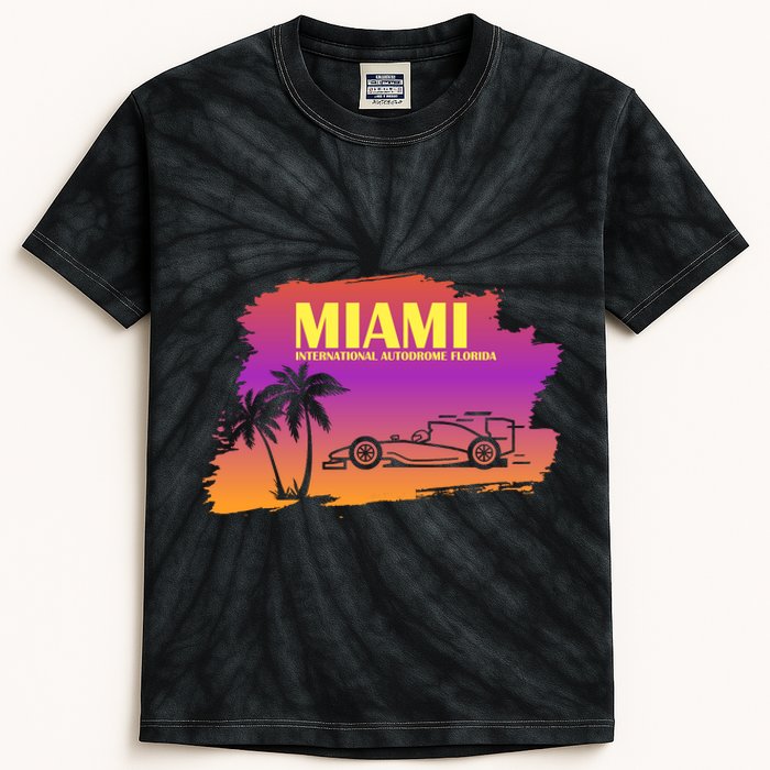 Miami Grand Prix 2022 Race Miami Gardens Retro Vintage Kids Tie-Dye T-Shirt