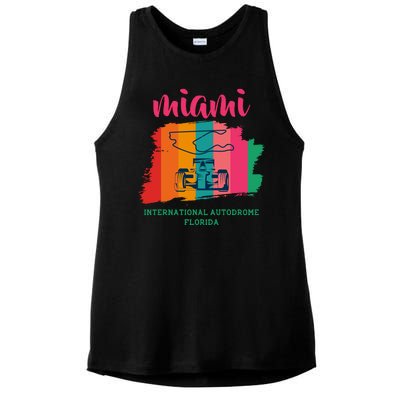 Miami Grand Prix 2022 Race Miami Gardens Retro Vintage Ladies PosiCharge Tri-Blend Wicking Tank