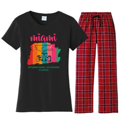 Miami Grand Prix 2022 Race Miami Gardens Retro Vintage Women's Flannel Pajama Set