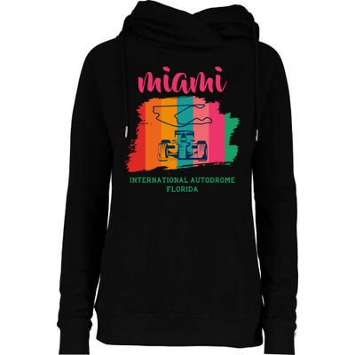 Miami Grand Prix 2022 Race Miami Gardens Retro Vintage Womens Funnel Neck Pullover Hood