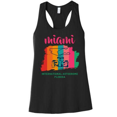 Miami Grand Prix 2022 Race Miami Gardens Retro Vintage Women's Racerback Tank