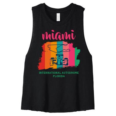 Miami Grand Prix 2022 Race Miami Gardens Retro Vintage Women's Racerback Cropped Tank