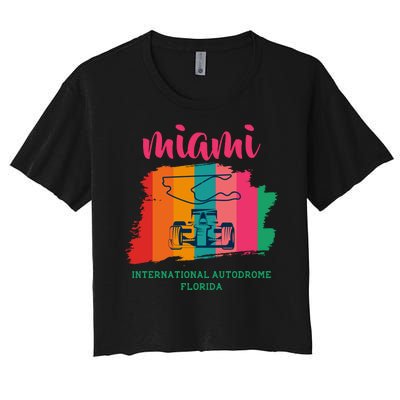 Miami Grand Prix 2022 Race Miami Gardens Retro Vintage Women's Crop Top Tee