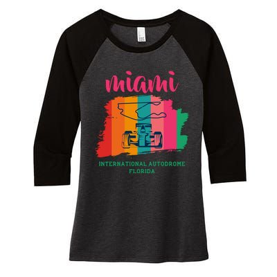 Miami Grand Prix 2022 Race Miami Gardens Retro Vintage Women's Tri-Blend 3/4-Sleeve Raglan Shirt