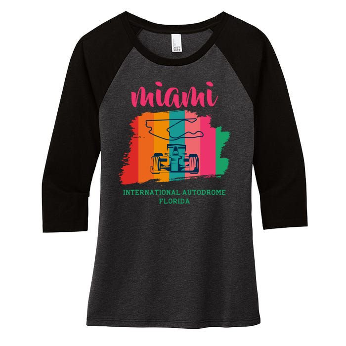 Miami Grand Prix 2022 Race Miami Gardens Retro Vintage Women's Tri-Blend 3/4-Sleeve Raglan Shirt