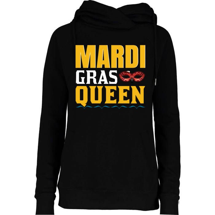 Mardi Gras Queen Womens Funnel Neck Pullover Hood