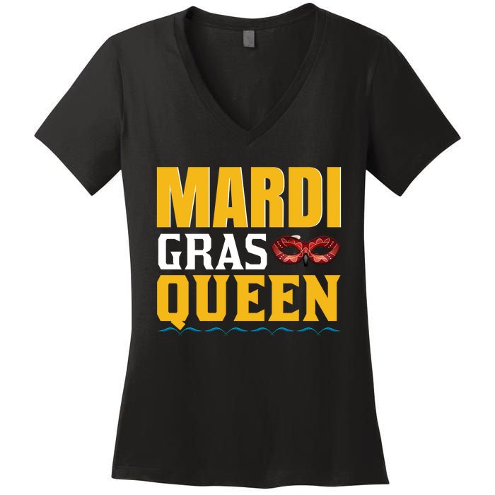 Mardi Gras Queen Women's V-Neck T-Shirt