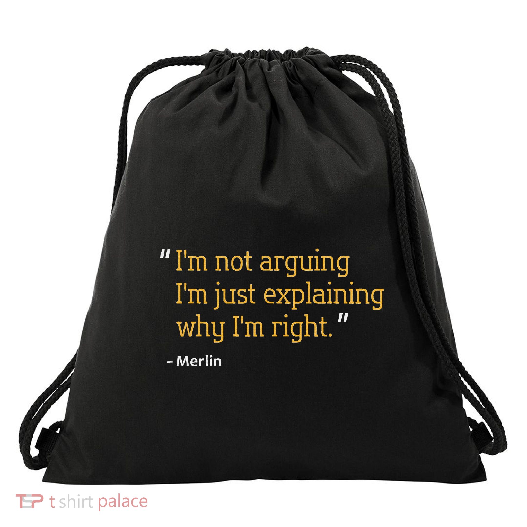 Merlin Gift Quote Funny Birthday Personalized Name Idea Drawstring Bag