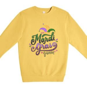 Mardi Gras Queen Gift Purplr Gold Green Gift Premium Crewneck Sweatshirt