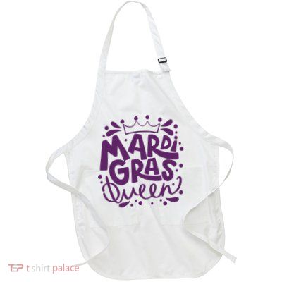 Mardi Gras Queen Celebration Full-Length Apron With Pockets