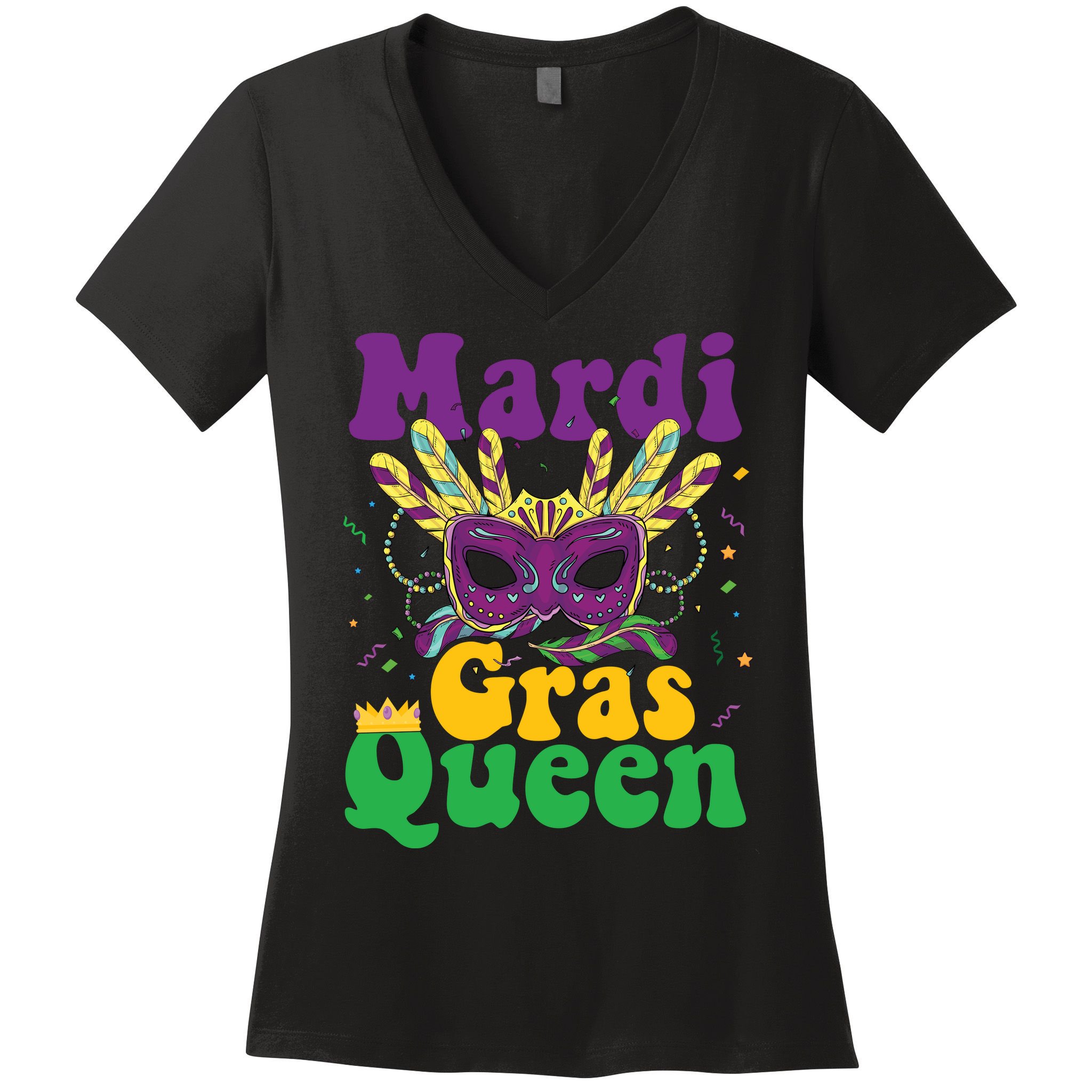 Mardi Gras Queen Funny Costume Mardi Gras Women's V-Neck T-Shirt