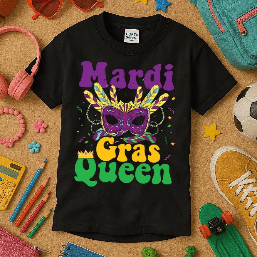 Mardi Gras Queen Funny Costume Mardi Gras Kids T-Shirt