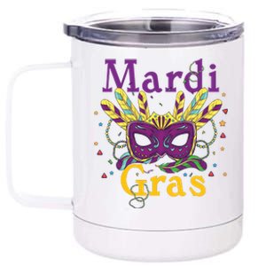 Mardi Gras Queen Mask Costume 12 oz Stainless Steel Tumbler Cup