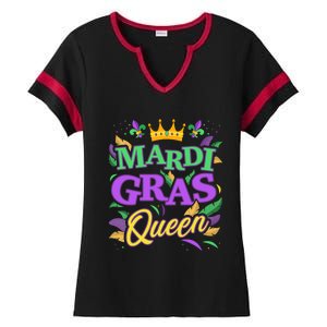 Mardi Gras Queen For New Orleans Carnival Costume Gift Ladies Halftime Notch Neck Tee