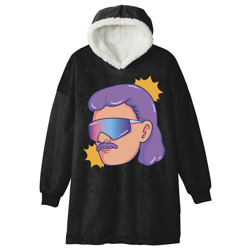 Mullet Guy Retro Hooded Wearable Blanket