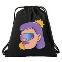 Mullet Guy Retro Drawstring Bag