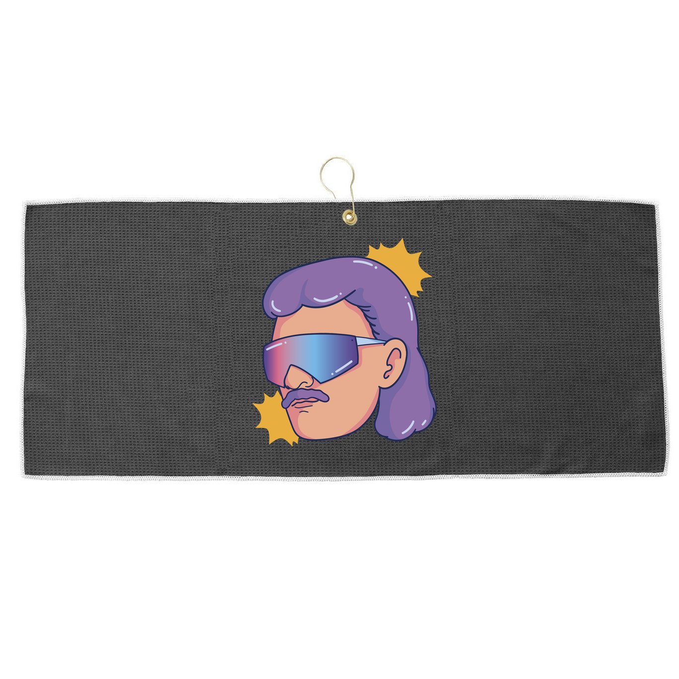 Mullet Guy Retro Large Microfiber Waffle Golf Towel