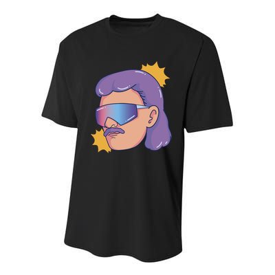 Mullet Guy Retro Youth Performance Sprint T-Shirt