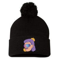 Mullet Guy Retro Pom Pom 12in Knit Beanie