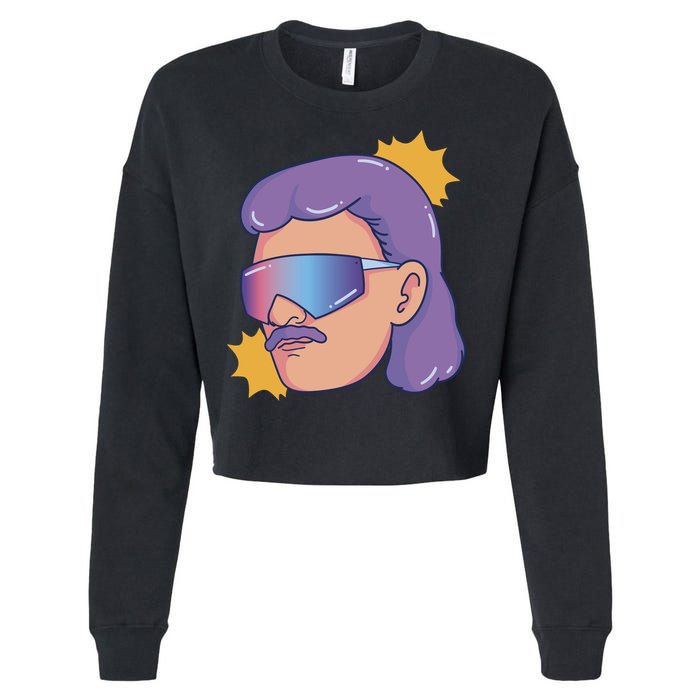 Mullet Guy Retro Cropped Pullover Crew
