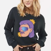 Mullet Guy Retro Cropped Pullover Crew