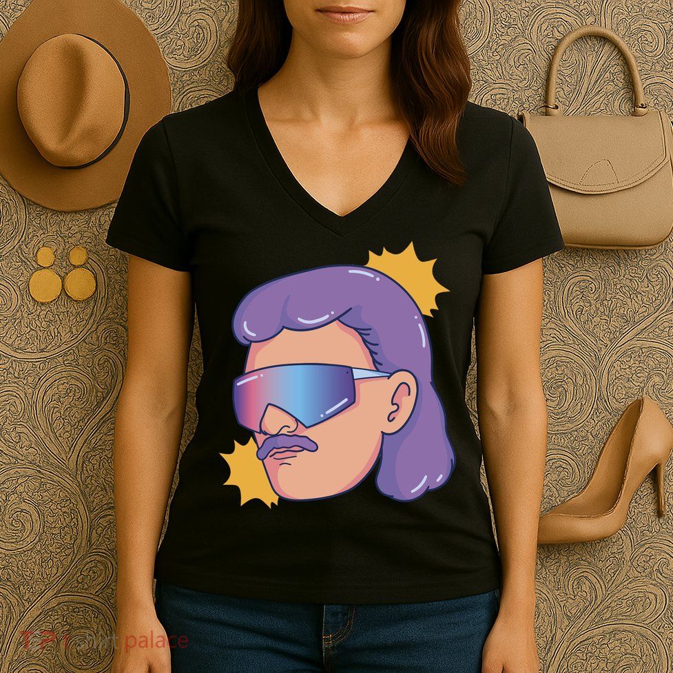 Mullet Guy Retro Women's V-Neck T-Shirt