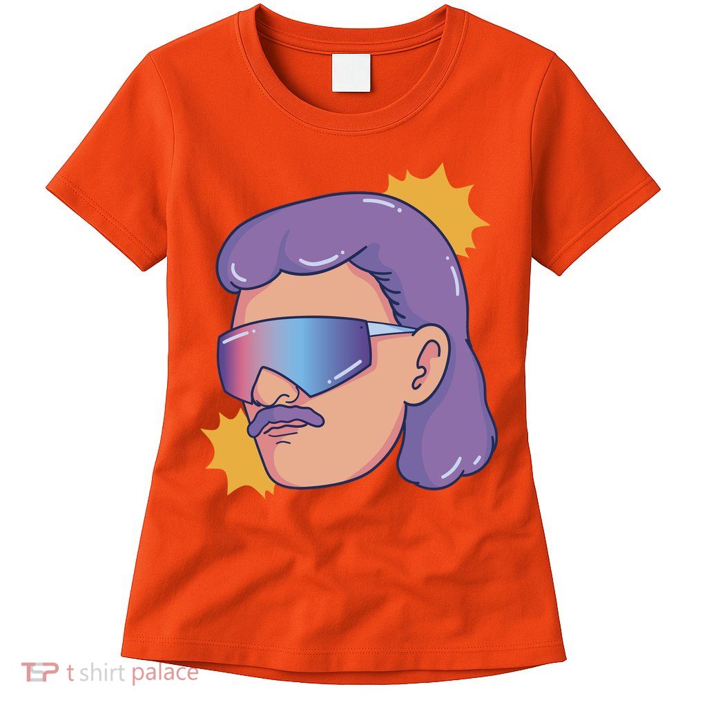 Mullet Guy Retro Womens T-Shirt
