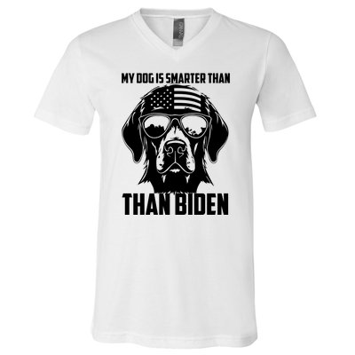 My Golden Retriever Dog Is Smarter Than Your President Biden V-Neck T-Shirt