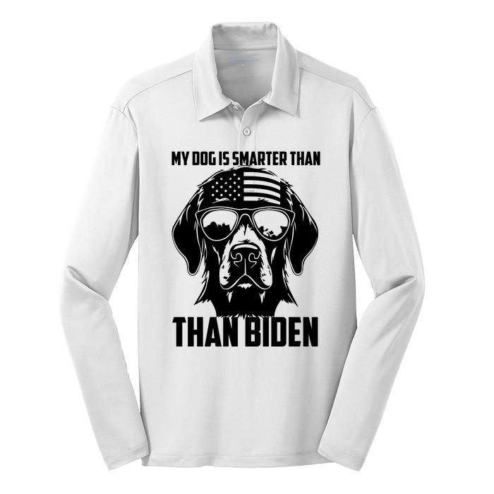 My Golden Retriever Dog Is Smarter Than Your President Biden Silk Touch Performance Long Sleeve Polo