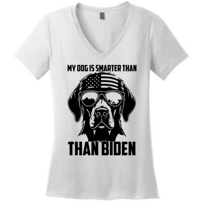 My Golden Retriever Dog Is Smarter Than Your President Biden Women's V-Neck T-Shirt