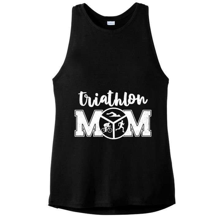 Mom Graphic Run Bike Swim Triathlon Triathlete Sports Cool Gift Ladies PosiCharge Tri-Blend Wicking Tank
