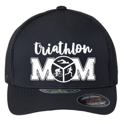 Mom Graphic Run Bike Swim Triathlon Triathlete Sports Cool Gift Flexfit Unipanel Trucker Cap