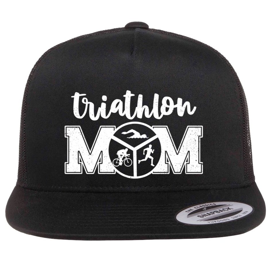 Mom Graphic Run Bike Swim Triathlon Triathlete Sports Cool Gift Flat Bill Trucker Hat