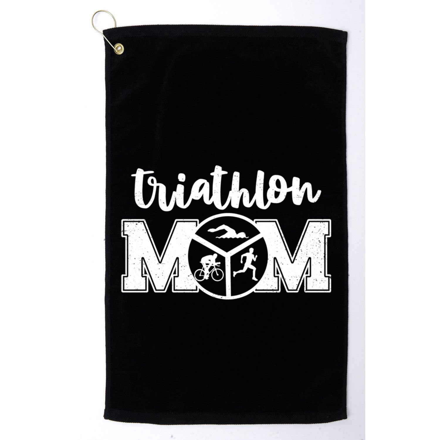 Mom Graphic Run Bike Swim Triathlon Triathlete Sports Cool Gift Golf Towel