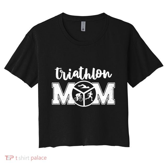 Mom Graphic Run Bike Swim Triathlon Triathlete Sports Cool Gift Crop Top
