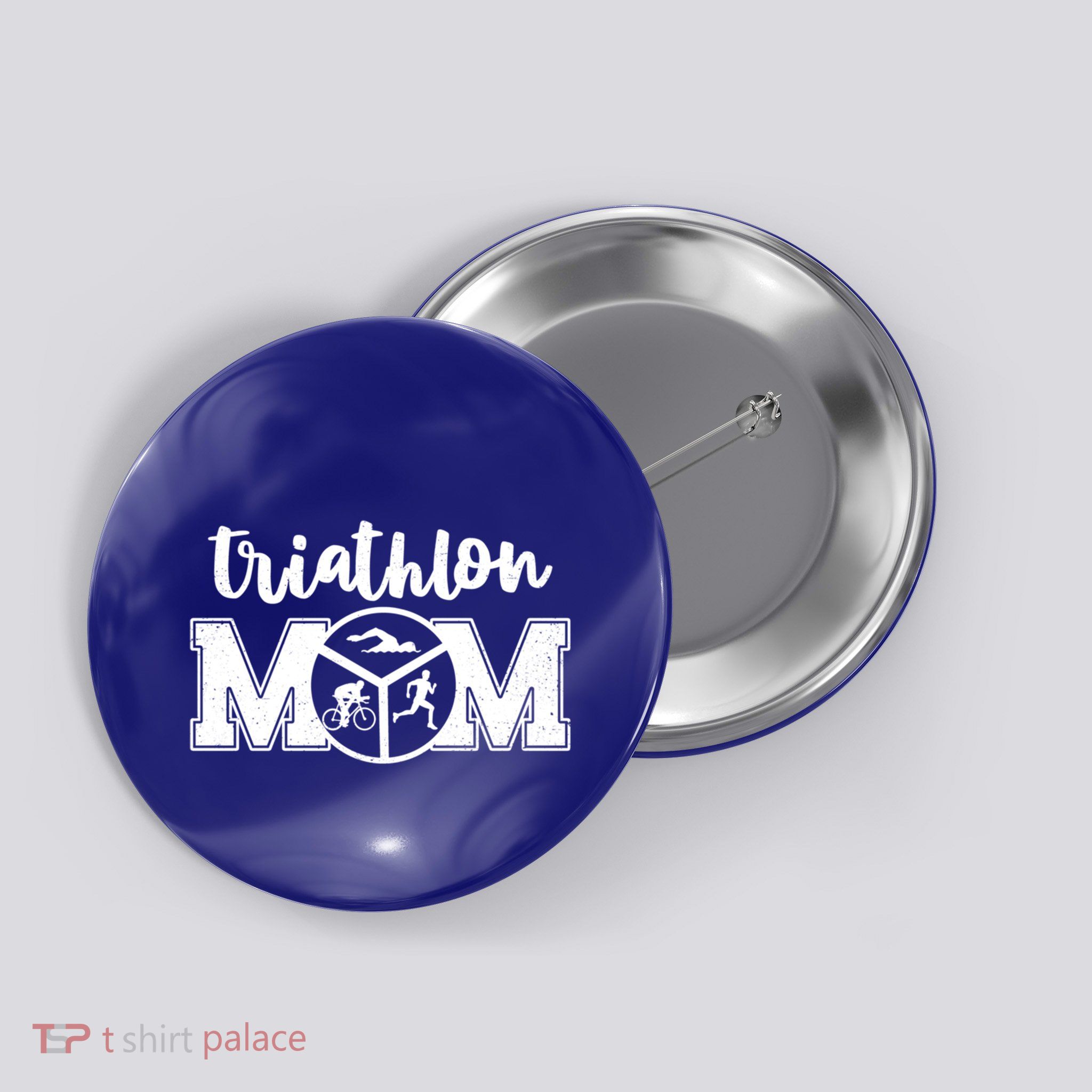 Mom Graphic Run Bike Swim Triathlon Triathlete Sports Cool Gift Button
