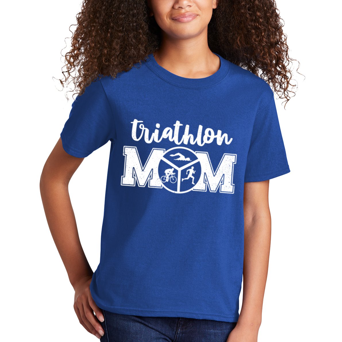 Mom Graphic Run Bike Swim Triathlon Triathlete Sports Cool Gift Kids T-Shirt