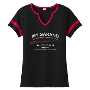 M1 Garand Rifle Gun Wwii Watch Your Thumb Est 1936 Graphic Ladies Halftime Notch Neck Tee