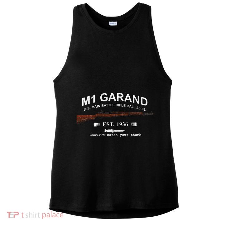 M1 Garand Rifle Gun Wwii Watch Your Thumb Est 1936 Graphic Ladies PosiCharge Tri-Blend Wicking Tank