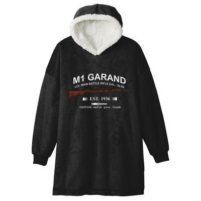 M1 Garand Rifle Gun Wwii Watch Your Thumb Est 1936 Graphic Hooded Wearable Blanket