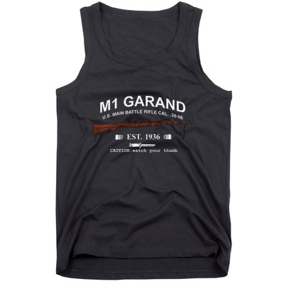 M1 Garand Rifle Gun Wwii Watch Your Thumb Est 1936 Graphic Tank Top