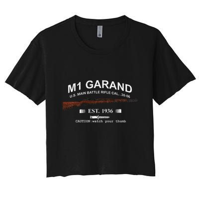 M1 Garand Rifle Gun Wwii Watch Your Thumb Est 1936 Graphic Crop Top