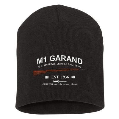 M1 Garand Rifle Gun Wwii Watch Your Thumb Est 1936 Graphic Short Acrylic Beanie
