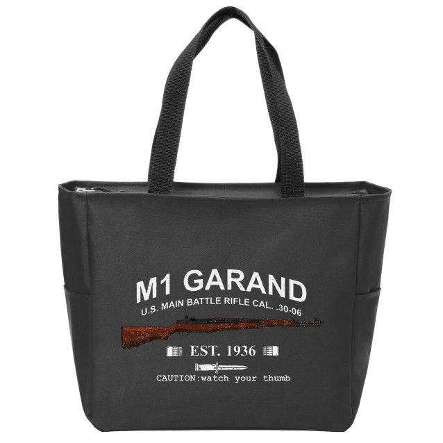 M1 Garand Rifle Gun Wwii Watch Your Thumb Est 1936 Graphic Zip Tote Bag