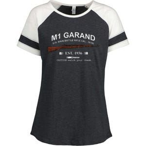 M1 Garand Rifle Gun Wwii Watch Your Thumb Est 1936 Graphic Enza Ladies Jersey Colorblock Tee