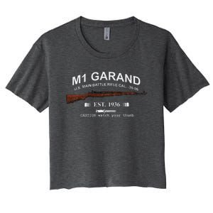 M1 Garand Rifle Gun Wwii Watch Your Thumb Est 1936 Graphic Women's Crop Top Tee